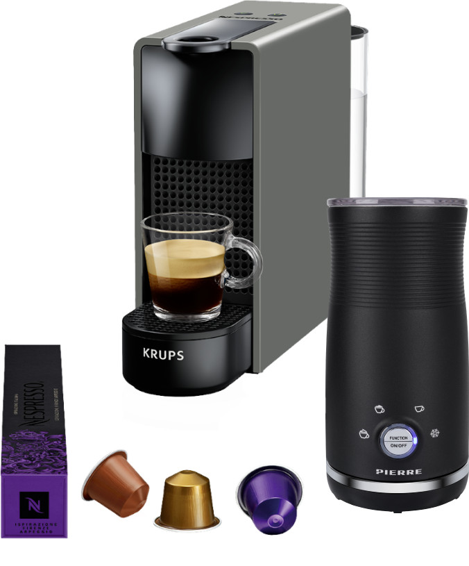 Krups Nespresso Essenza Mini XN110B Grijs + Pierre Melkopschuimer Main Image