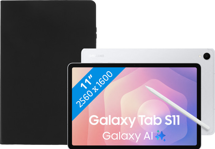 Samsung Galaxy Tab S11 11 inch 128GB Wifi Zilver + Book Case Zwart Main Image