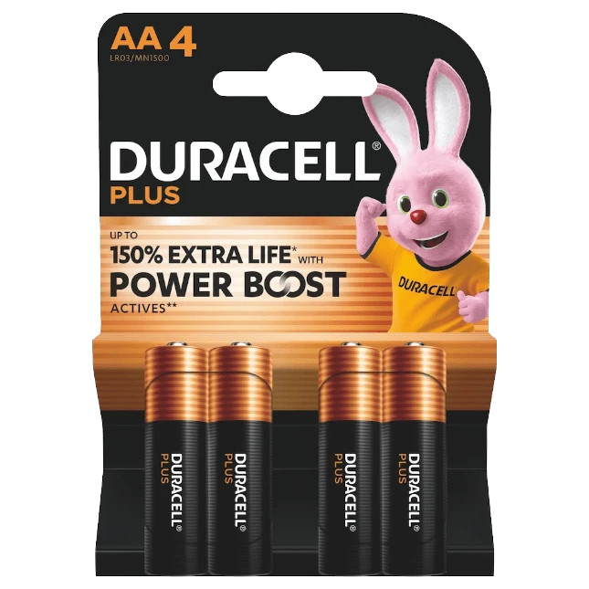 Duracell Alkaline Plus AA batteries 4 units Main Image