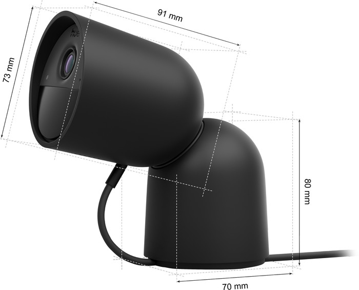 Philips Hue Secure 2K Desktop Camera Zwart rechterkant