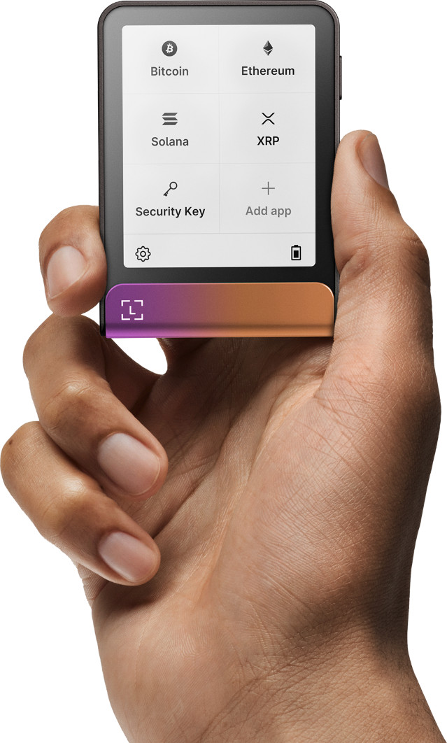 Ledger Flex including Recovery Key Ferro Fuchsia product in use