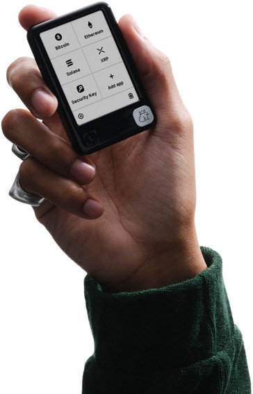 Ledger Nano Gen 5 - Badges Pack 3 product in gebruik