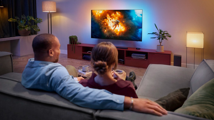 Philips Ambilight 77 inches OLED950 4K (2025) product in use