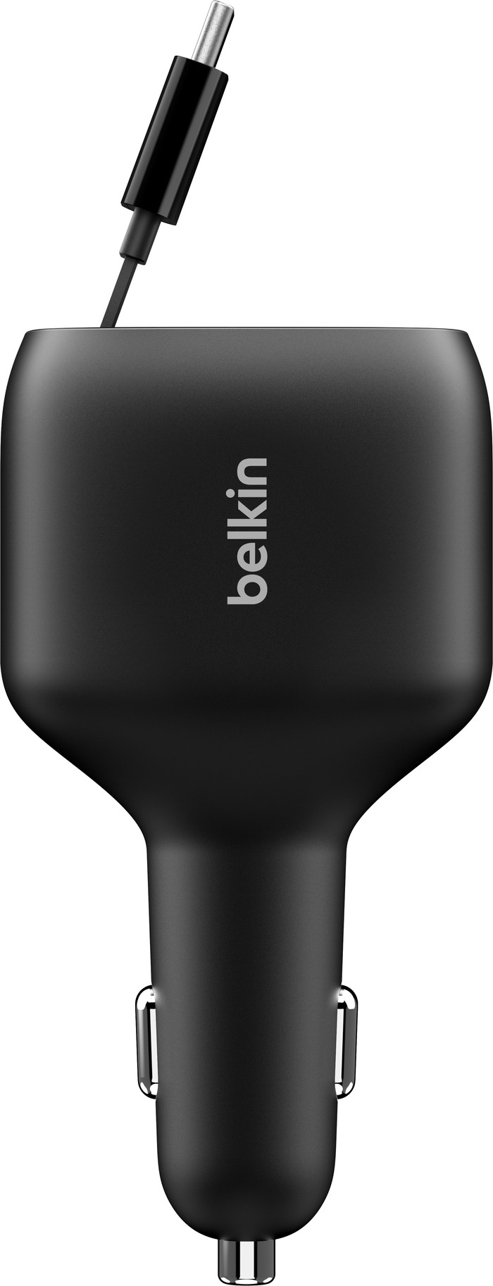 Belkin Power Delivery and Quick Charge Car Charger with 2 USB Ports and USB-C Cable 75W front