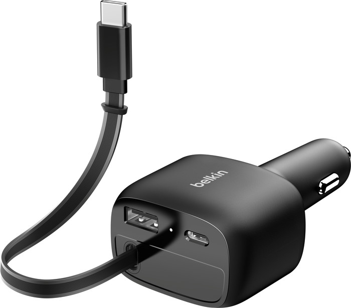 Belkin Power Delivery and Quick Charge Car Charger with 2 USB Ports and USB-C Cable 75W top