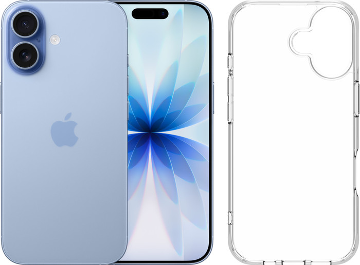 Apple iPhone 17 256GB Blauw + BlueBuilt Protective Back Cover Transparant Main Image