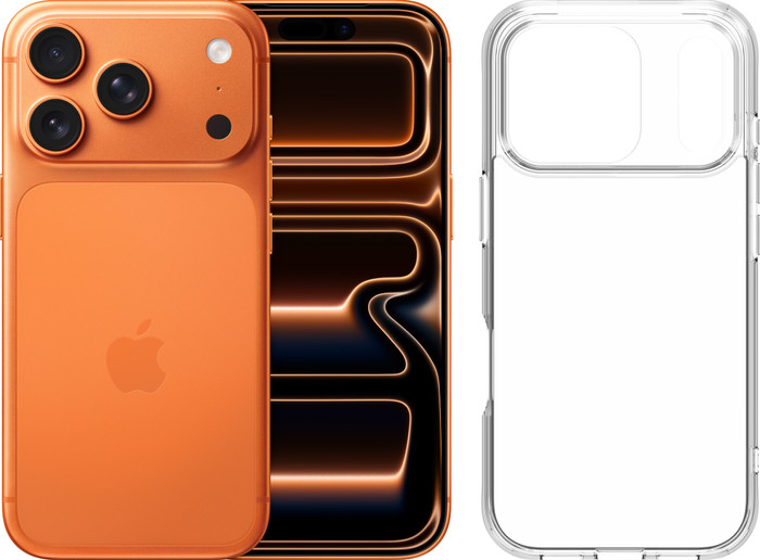 Apple iPhone 17 Pro 512GB Oranje + BlueBuilt Protective Back Cover Transparant Main Image