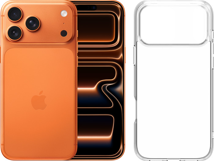 Apple iPhone 17 Pro Max 1TB Oranje + BlueBuilt Protective Back Cover Transparant Main Image