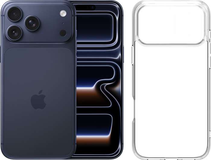 Apple iPhone 17 Pro Max 1TB Blauw + BlueBuilt Protective Back Cover Transparant Main Image