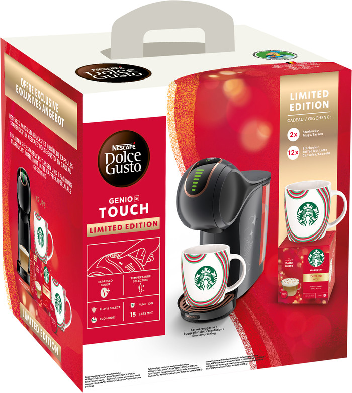 Krups Dolce Gusto Genio S Touch + Starbucks koffiekoppen en koffiepakket verpakking