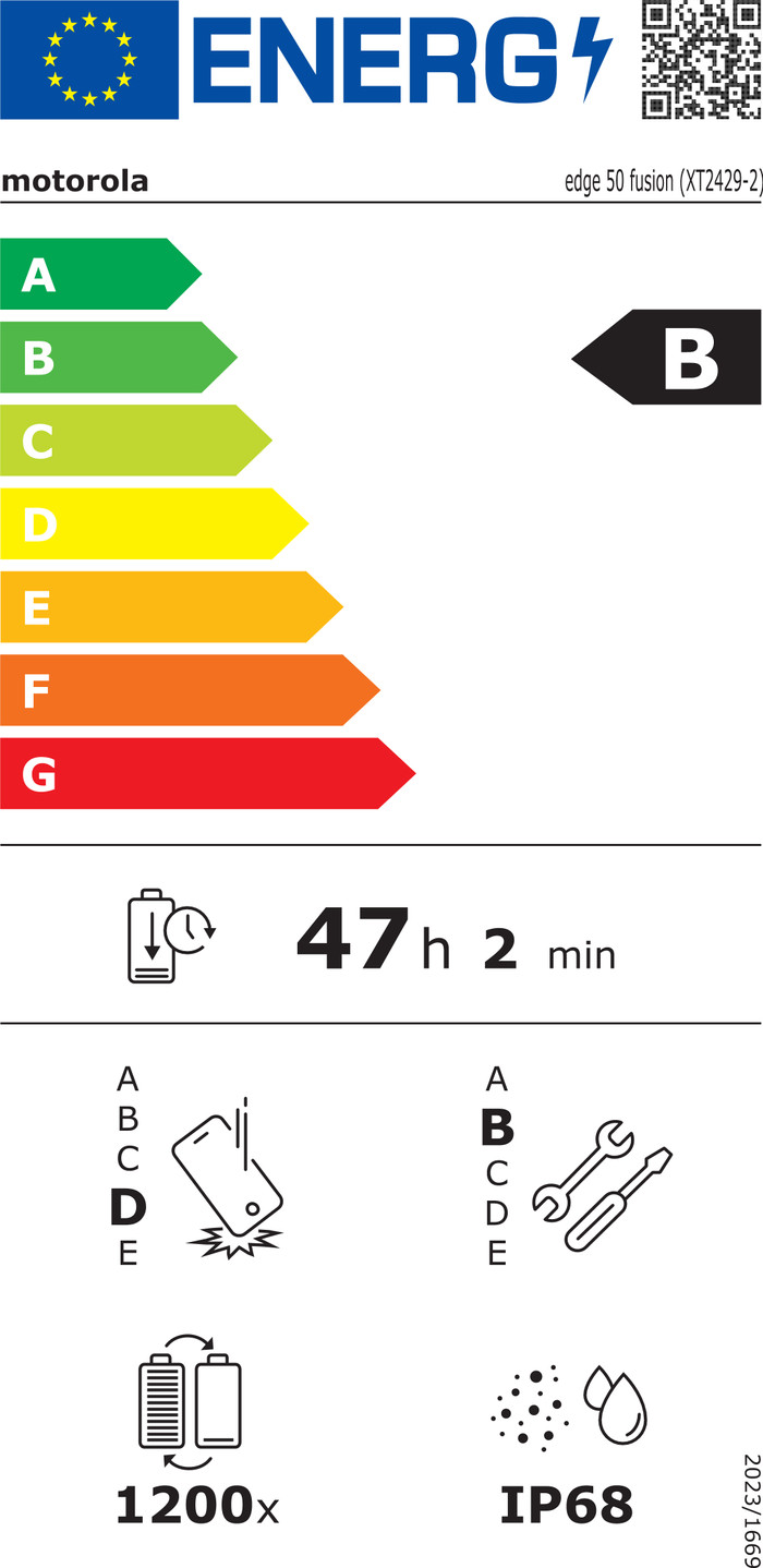 Motorola Edge 50 Fusion 256GB Light Blue 5G energy label