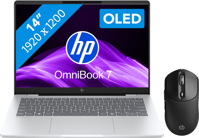 HP OmniBook 7 OLED Copilot+ PC 14-fr0970nd + HP 700 Rechargeable Wireless Mouse Main Image