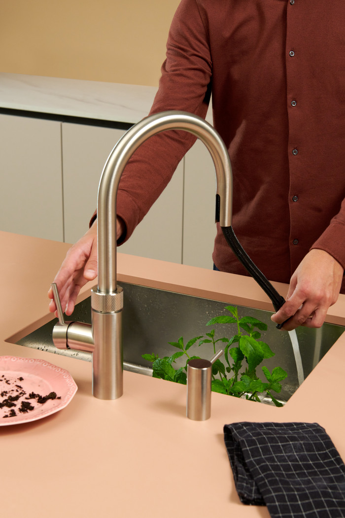 Quooker PRO3 + Quooker Flex Round RVS product in gebruik