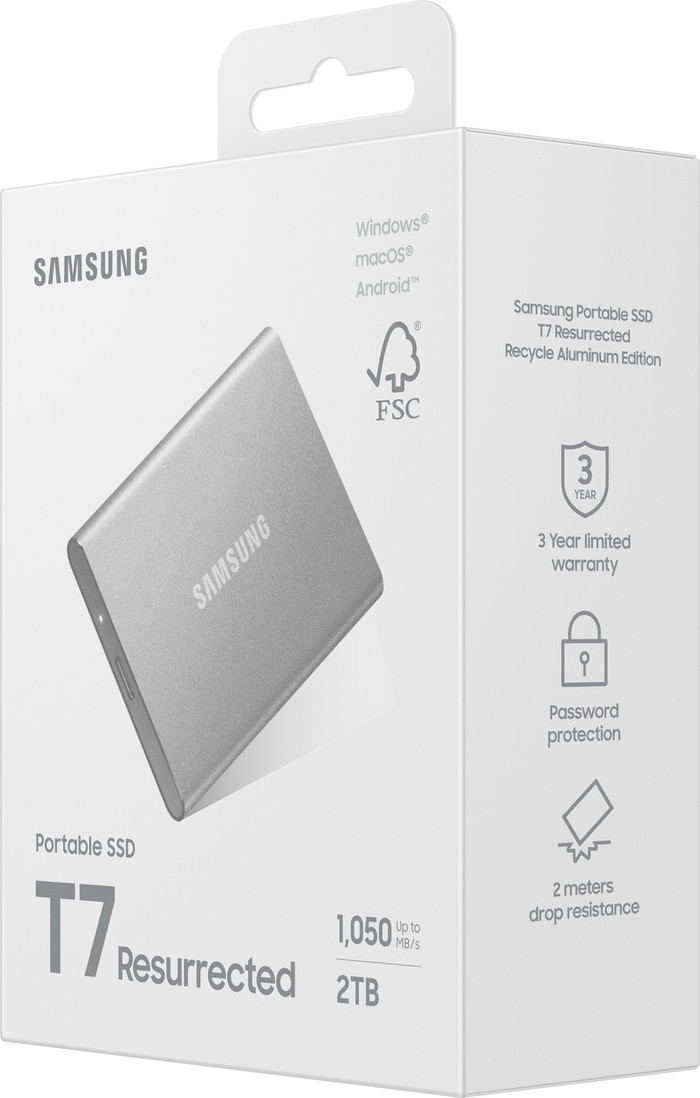 Samsung T7 Resurrected Portable SSD 2TB verpakking