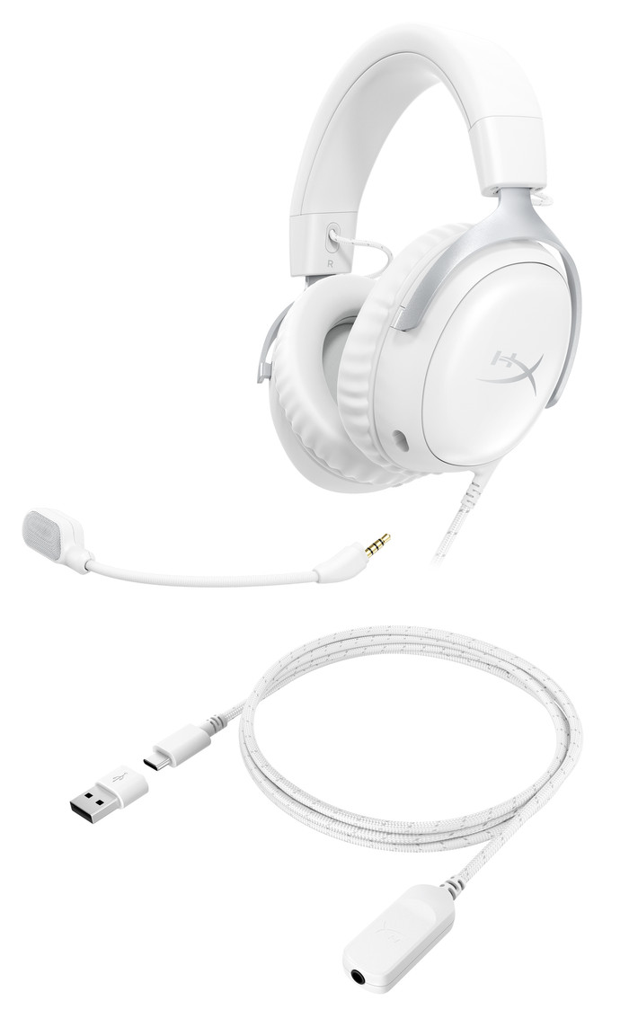 HyperX Cloud III Wired Gaming Headset - Wit (PC, PS5, Xbox Series X/S) detail