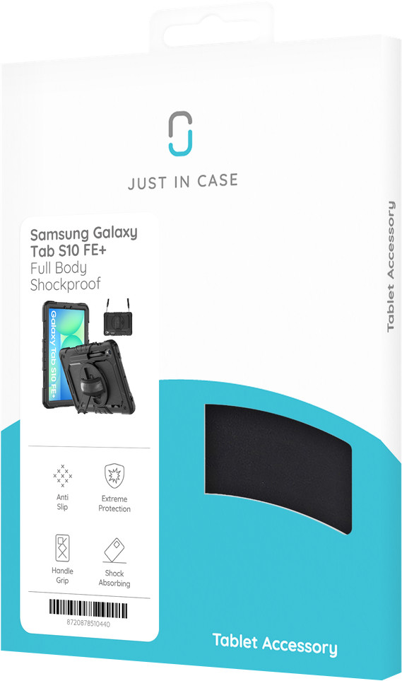 Just in Case Samsung Galaxy Tab S10 FE Plus Shockproof Case Zwart verpakking