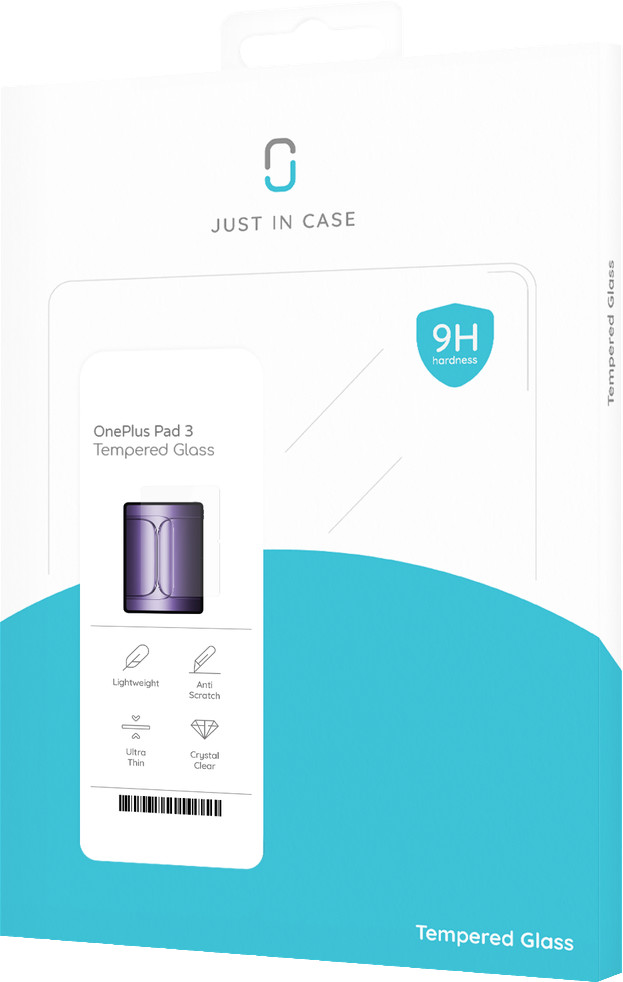 Just in Case OnePlus Pad 3 Screenprotector Glas verpakking
