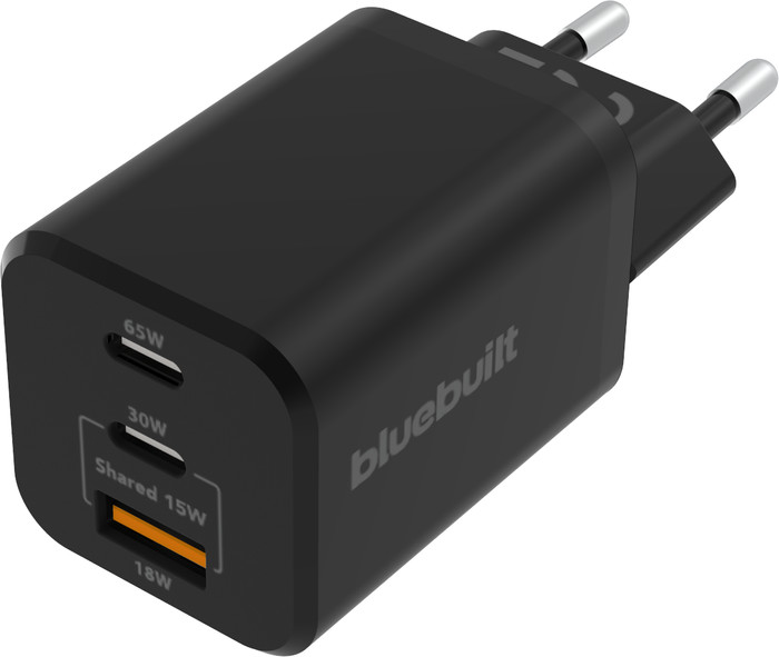 BlueBuilt Power Delivery + Quick Charge Oplader met 3 Usb Poorten 65W Zwart Main Image