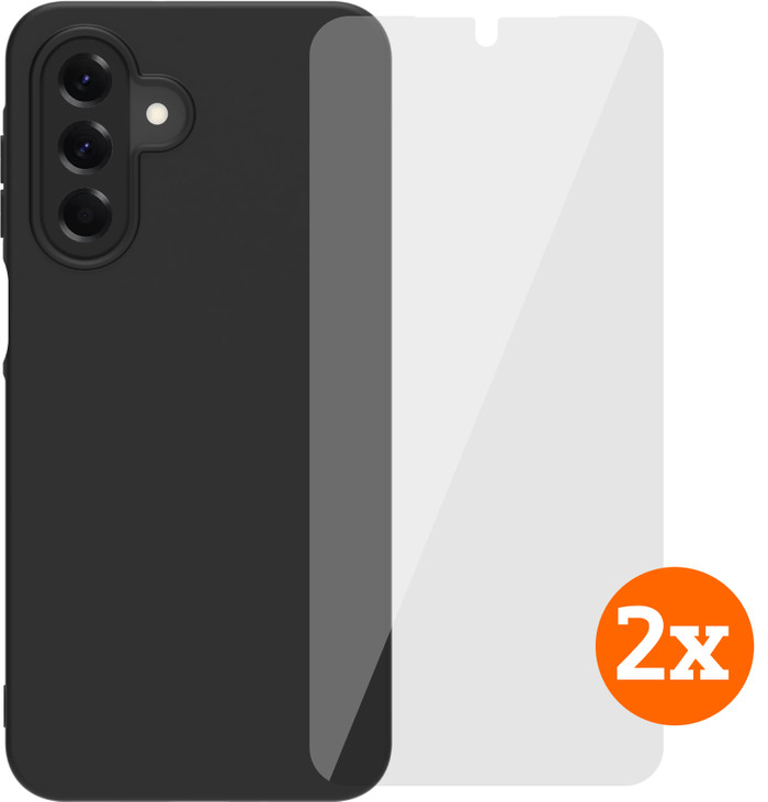 BlueBuilt Samsung Galaxy A17 4G/5G Back Cover Zwart + Screenprotector Glas Duo Pack Main Image