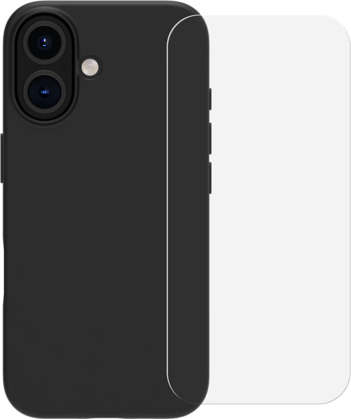 BlueBuilt Back Cover iPhone 16 Zwart + Screenprotector Glas Main Image