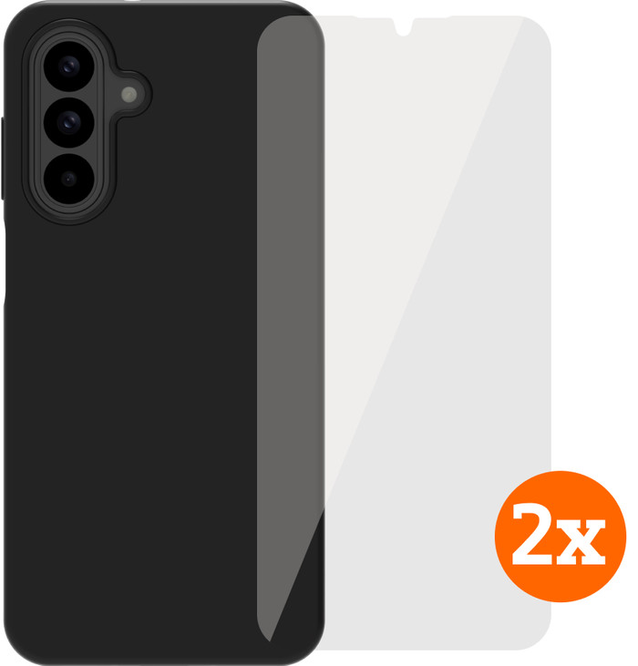 BlueBuilt Samsung Galaxy A26 Back Cover Zwart + Screenprotector Glas Duo Pack Main Image