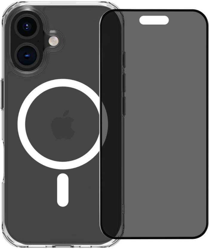BlueBuilt Protective Cover met MagSafe iPhone 16 Transparant + Privacy Screenprotector Main Image