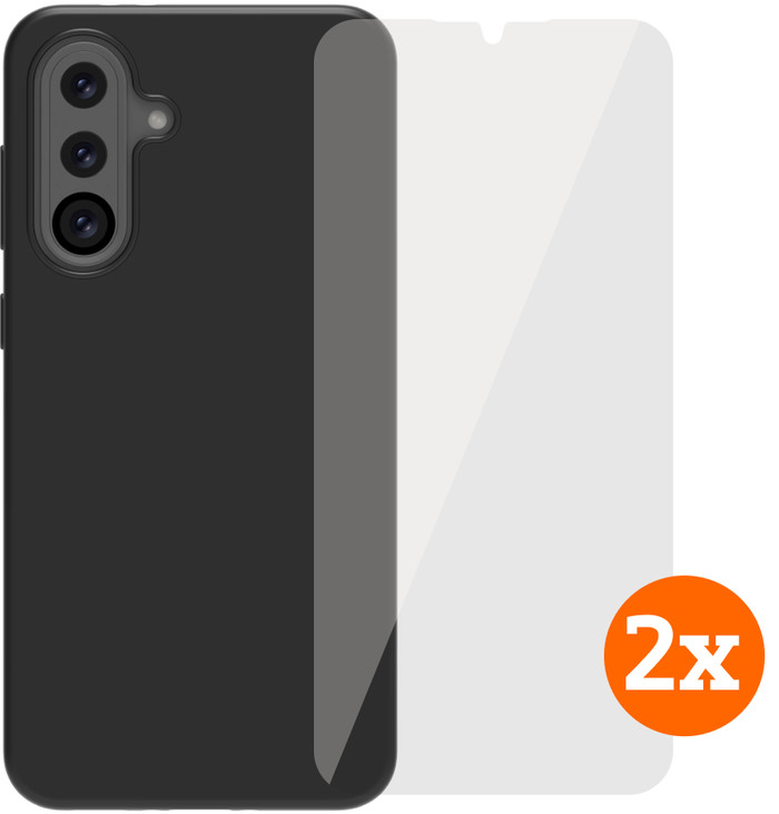 BlueBuilt Samsung Galaxy A36 Back Cover Zwart + Screenprotector Glas Duo Pack Main Image