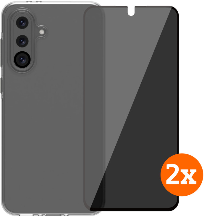 BlueBuilt Samsung Galaxy A36 Back Cover Transparant + Privacy Screenprotector Duo Pack Main Image