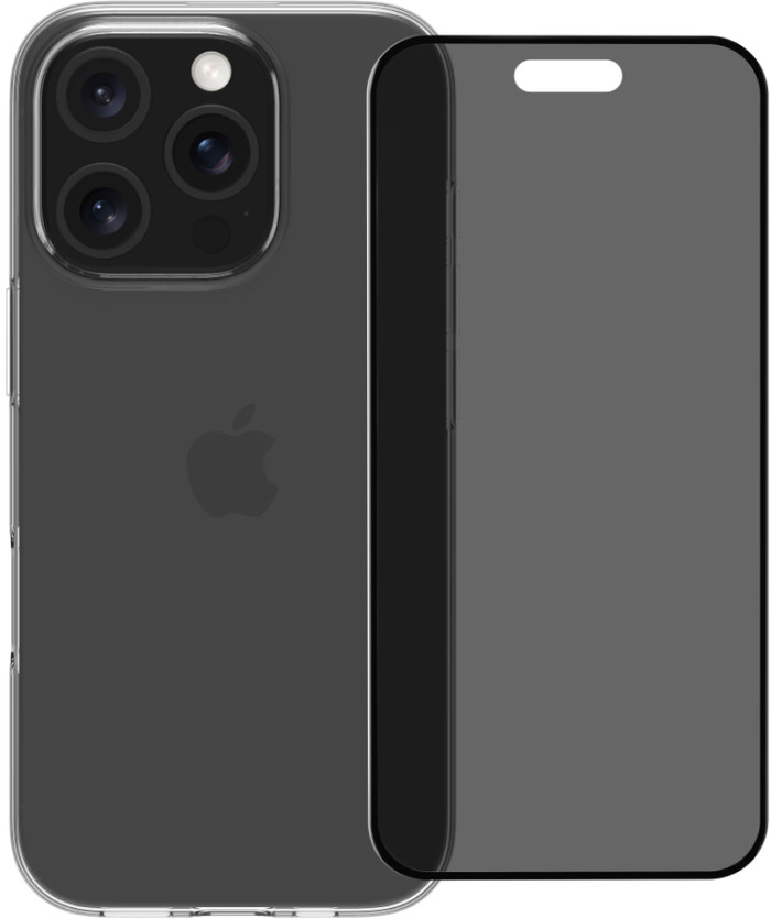 BlueBuilt Back Cover iPhone 16 Pro Transparant + Privacy Filter Screenprotector Glas Main Image