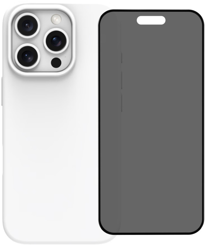 BlueBuilt Back Cover iPhone 16 Pro Wit + Privacy Filter Screenprotector Glas Main Image