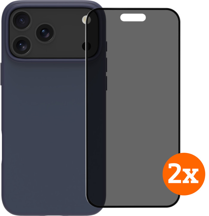 BlueBuilt Protective Cover MagSafe iPhone 17 Pro Max Blue + Privacy Protector Duo Pack Main Image