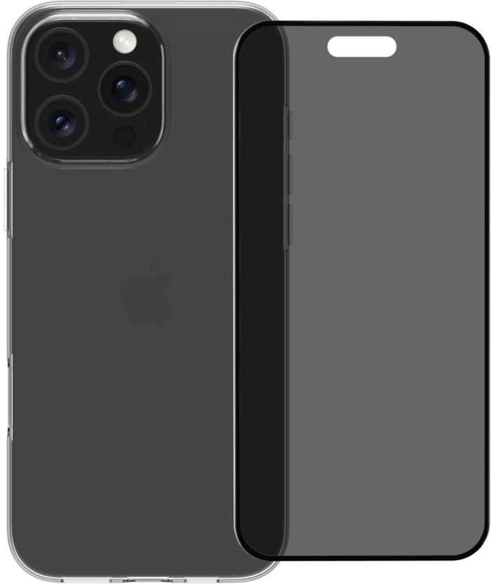 BlueBuilt Back Cover iPhone 16 Pro Max Transparant + Privacy Filter Screenprotector Glas Main Image