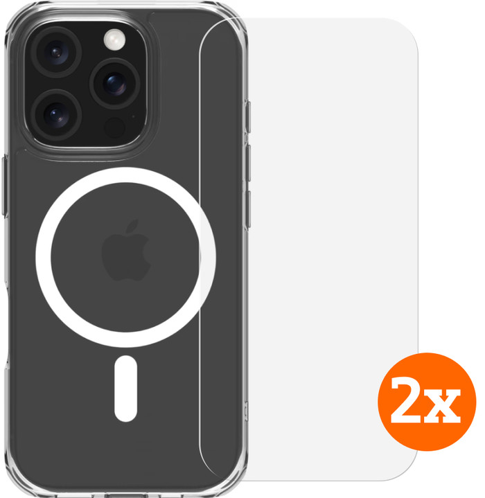 BlueBuilt Protective Back Cover met MagSafe iPhone 16 Pro + Screenprotector Glas Duo Pack Main Image