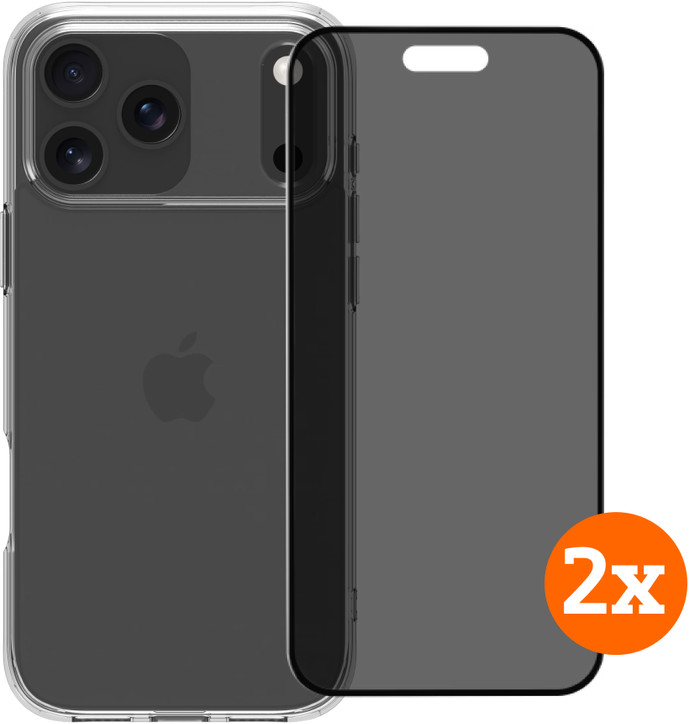 BlueBuilt Protective Cover iPhone 17 Pro Max Transparant + Privacy Protector Duo Pack Main Image