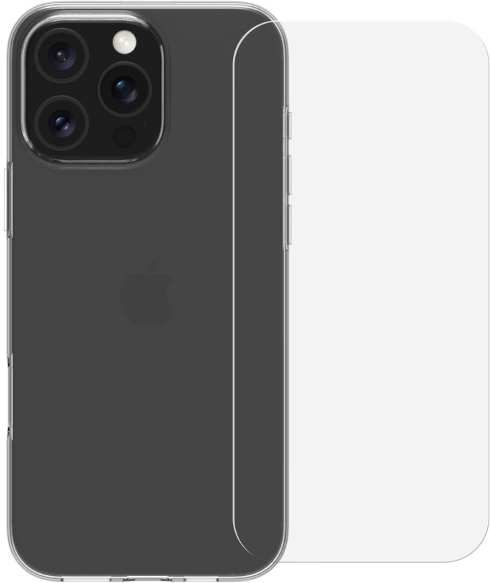 BlueBuilt Back Cover iPhone 16 Pro Max Transparant + Screenprotector Glas Main Image