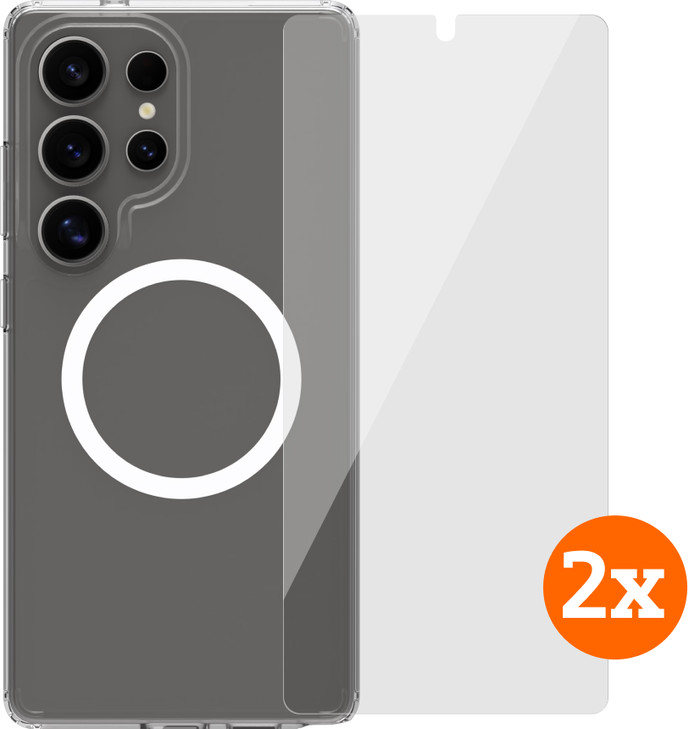 BlueBuilt Protective Cover Magneet Galaxy S25 Ultra Transparant + Protector Duo Pack Main Image