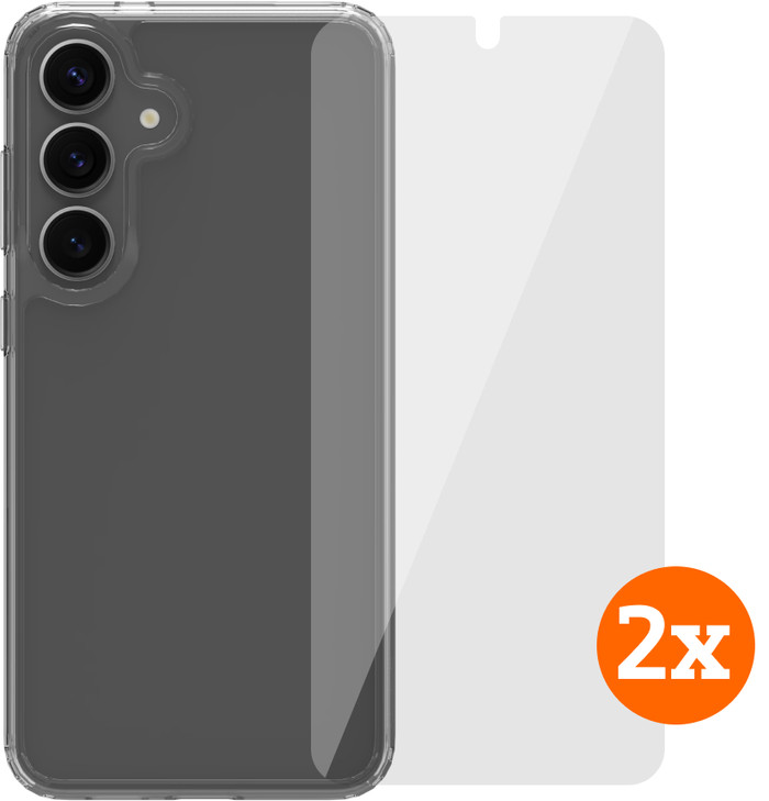 BlueBuilt Protective Cover Samsung Galaxy S25 Plus Transparant + Screenprotector Duo Pack Main Image