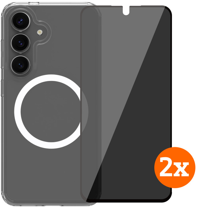 BlueBuilt Protective Cover Magneet Galaxy S25 Transparant + Privacy Protector Duo Pack Main Image