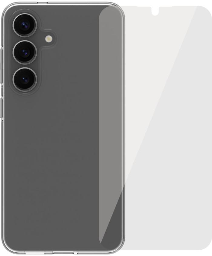 BlueBuilt Samsung Galaxy S25 Back Cover Transparant + Screenprotector Glas Main Image