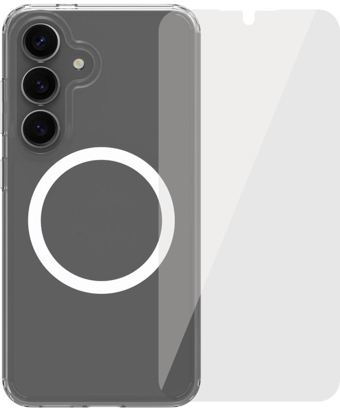 BlueBuilt Protective Back Cover Samsung Galaxy S25 Transparant + Screenprotector Glas Main Image