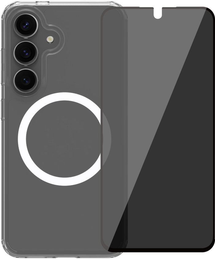 BlueBuilt Back Cover Samsung Galaxy S25 Transparant+BlueBuilt Privacy Screenprotector Glas Main Image