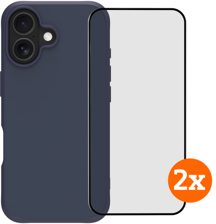 BlueBuilt Protective Back Cover iPhone 17 Blauw + Screenprotector Glas Duo Pack Main Image