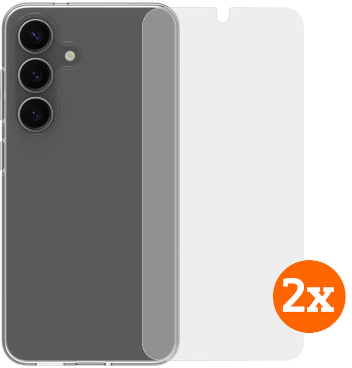 BlueBuilt Back Cover Samsung Galaxy S25 Transparant + Screenprotector Glas Duo Pack Main Image