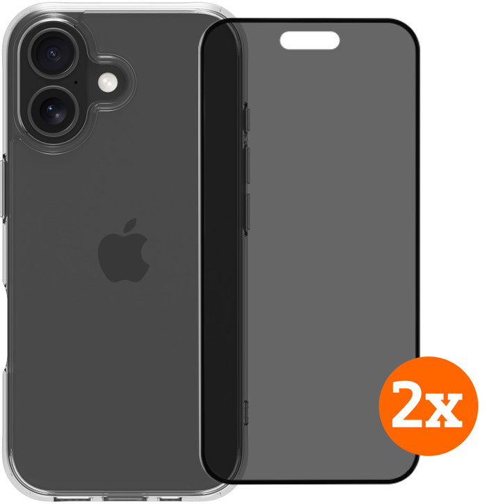BlueBuilt Protective Back Cover iPhone 17 Transparant + Privacy Screenprotector Duo Pack Main Image