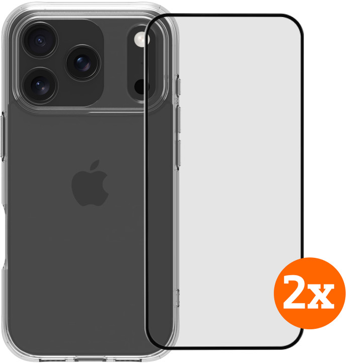 BlueBuilt Protective Back Cover iPhone 17 Pro Transparant + Screenprotector Glas Duo Pack Main Image