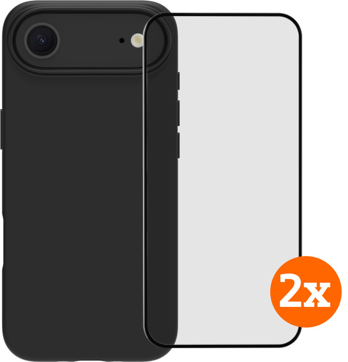 BlueBuilt Protective Back Cover MagSafe iPhone Air Black + Screen Protector Glass Duo Pack Main Image