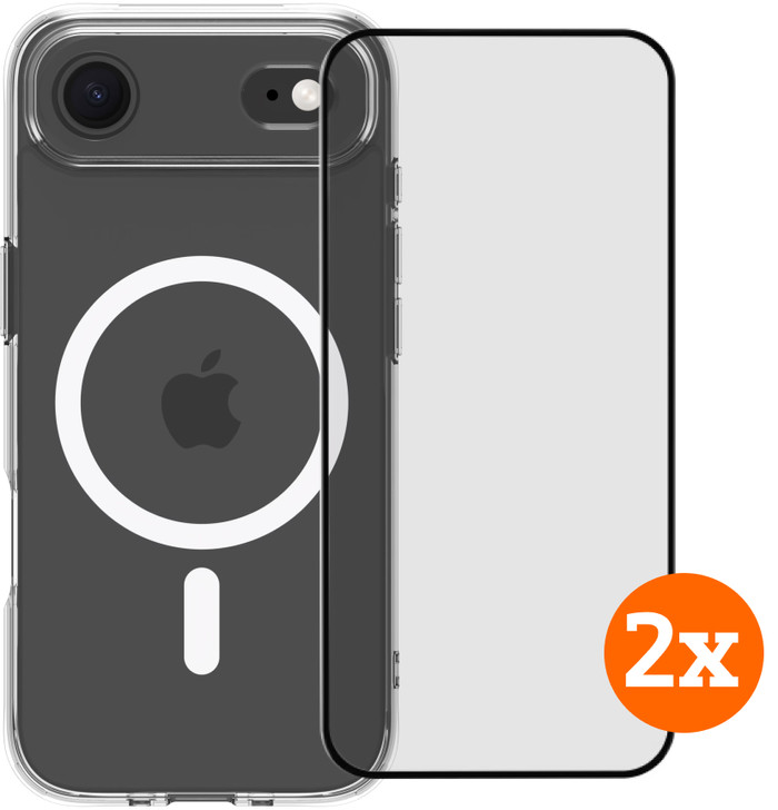 BlueBuilt Protective Back Cover MagSafe iPhone Air Transparant + Screenprotector Duo Pack Main Image