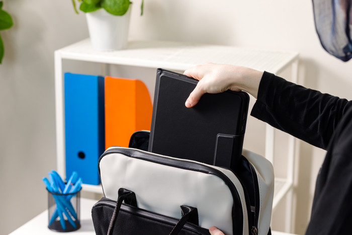 Samsung Galaxy Tab A9 Plus 11 inches 128GB WiFi Silver + BlueBuilt Keyboard Cover QWERTY product in use