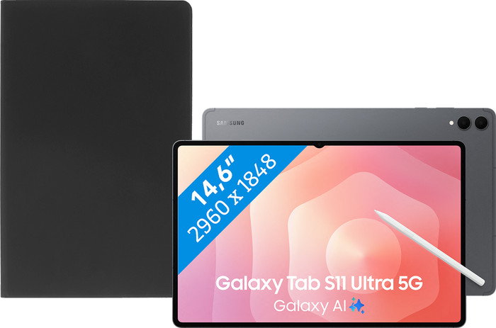 Samsung Galaxy Tab S11 Ultra 14.6 inches 256GB WiFi + 5G Gray + BlueBuilt Book Case Black Main Image