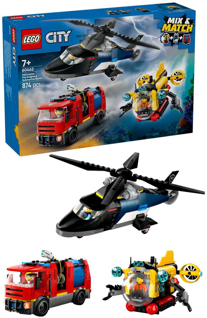 LEGO City Helikopter, Brandweerauto en onderzeeër remix 60462 rechterkant
